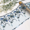 Blue Floral Embroidered Tulle Lace Trim with Metallic Thread – 18.5cm Wide