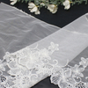 Bridal Lace Trim Manufacturer – 22cm White Tulle Lace with Chemical Lace Floral Embroidery
