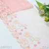 Pink Mesh Floral Embroidery Lace Trim – Apricot & Blush Flowers, 25cm Width