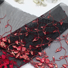 Red Floral Foil Lace Trim Manufacturer – 18cm Embroidered Tulle Lace for Dress & Lingerie
