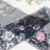 Black Mesh Printed & Embroidered Floral Lace Trim – 19.5cm Wide