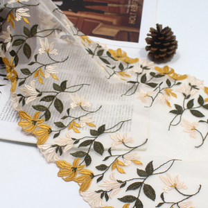 Embroidery Lace Trim – Floral Vine Pattern, 23.5cm Width