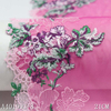 Magenta Mesh Floral Embroidery Lace Trim – Purple & Green Flowers, 21cm Width