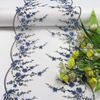 White Mesh Blue & Green Floral Embroidery Lace Trim – 24.5cm Width