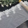 Bridal Lace Trim Manufacturer – 22cm White Tulle Lace with Chemical Lace Floral Embroidery