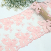Pink Sakura Appliqu&eacute; Embroidery Tulle Lace Trim – 23cm Wide