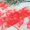 Coral Hibiscus Floral Embroidery Lace Trim – Nude Mesh, 27cm Width
