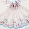 Iridescent Plum Blossom Embroidered Tulle Lace Trim – 24cm Pink & Blue Mesh with Gold Foil Detailing