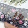 Black Mesh Printed & Embroidered Floral Lace Trim – 19.5cm Wide