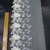 Embroidery Lace Trim – Floral Pattern with Sequins, Off-White Mesh
