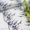White Mesh Blue & Green Floral Embroidery Lace Trim – 24.5cm Width