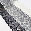 Peacock Feather Stretch Lace Trim – 19cm Elastic Lace (Black / White)