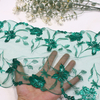Luxury Floral Lace Trim Manufacturer – Green Tulle Lace with Gold Embroidery for Dress & Bridal (23cm)