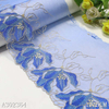 Embroidered Mesh Lace Trim – Blue & Gold Gradient Floral Design, 19.5cm Width
