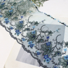Blue Floral Embroidered Tulle Lace Trim with Metallic Thread – 18.5cm Wide