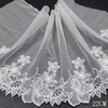 Bridal Lace Trim Manufacturer – 22cm White Tulle Lace with Chemical Lace Floral Embroidery