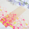 Embroidered Mesh Lace Trim – Apricot Base with Yellow & Pink Heart Pattern, 22cm Width