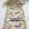 Nude Mesh Multicolor Floral Embroidery Lace Trim – 20.5cm Width