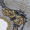 Art Deco Gold Floral & Geometric Embroidered Tulle Lace Trim – 22cm Black Mesh Lace