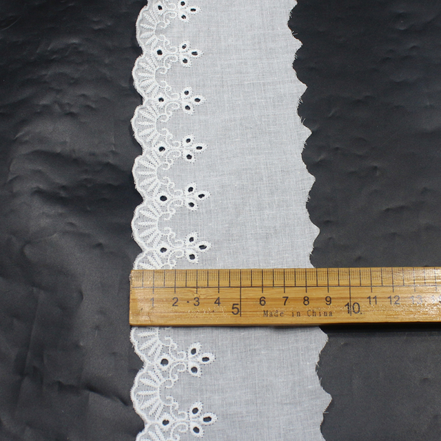 Eyelet Cotton Lace Trim – Floral & Scroll Pattern, 8cm Width