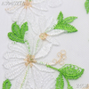 Embroidery Lace Trim – White & Green Floral with Gold Thread Detail, 24cm Width
