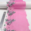 Magenta Mesh Floral Embroidery Lace Trim – Purple & Green Flowers, 21cm Width