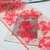 Coral Hibiscus Floral Embroidery Lace Trim – Nude Mesh, 27cm Width