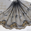 Art Deco Gold Floral & Geometric Embroidered Tulle Lace Trim – 22cm Black Mesh Lace