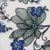 Blue Floral Embroidered Tulle Lace Trim with Metallic Thread – 18.5cm Wide