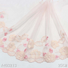 Pink Mesh Floral Embroidery Lace Trim – Apricot & Blush Flowers, 25cm Width
