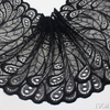 Peacock Feather Stretch Lace Trim – 19cm Elastic Lace (Black / White)