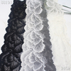 Rose Floral Stretch Lace Trim – 24cm Elastic Lace (Black / White)