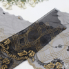 Art Deco Gold Floral & Geometric Embroidered Tulle Lace Trim – 22cm Black Mesh Lace