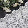 Elastic Floral Lace Trim – White Vintage Pattern, 18cm Width