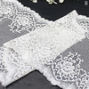 Elastic Floral Lace Trim – White Vintage Medallion Pattern, 23cm Width