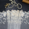 Embroidery Lace Trim – Floral Pattern with Sequins, Off-White Mesh
