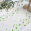 Embroidery Lace Trim – White & Green Floral with Gold Thread Detail, 24cm Width