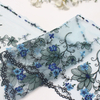 Blue Floral Embroidered Tulle Lace Trim with Metallic Thread – 18.5cm Wide