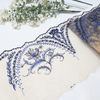 Blue Floral Embroidered Tulle Lace Trim on Nude Mesh – 20.5cm Wide