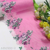 Magenta Mesh Floral Embroidery Lace Trim – Purple & Green Flowers, 21cm Width