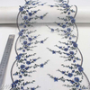 White Mesh Blue & Green Floral Embroidery Lace Trim – 24.5cm Width