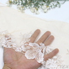 White Floral Embroidered Tulle Lace Trim with Gold Metallic Accents – 19cm Nude Mesh Lace