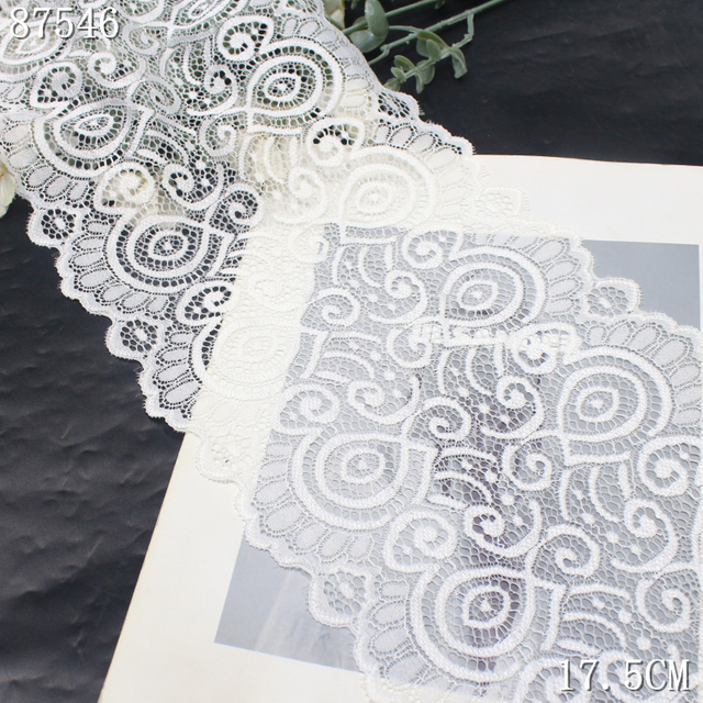 Spiral Pattern Stretch Lace Trim – 17.5cm Elastic Lace Manufacturer (White)