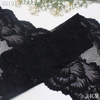 Rose Floral Stretch Lace Trim – 24cm Elastic Lace (Black / White)