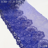 Guipure Embroidery Lace Trim – Royal Blue Scroll Pattern with Silver Thread, 23.5cm Width