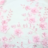 Pink 3D Floral Embroidery Lace Fabric with Pearls & Glitter – Soft Mesh for Gowns and Veils