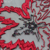 Delicate Contrast Floral Embroidery Lace Trim – Black Mesh with Red Flowers, 26.5cm Width