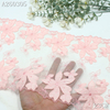 Pink Sakura Appliqu&eacute; Embroidery Tulle Lace Trim – 23cm Wide