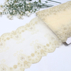 Gold Thread Embroidery Lace Trim on Light Yellow Mesh – 20cm Width