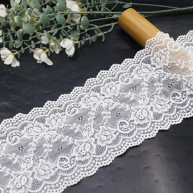 Refined Small Rose Elastic Lace Trim – 13.5cm Stretch Lace for Lingerie & Sewing